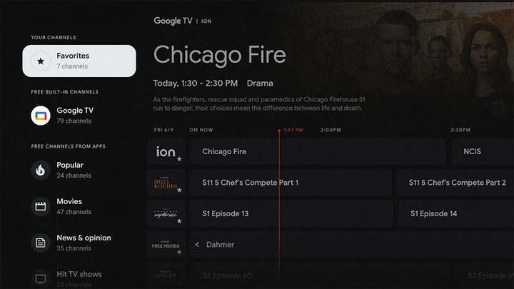 Google TV live guide.