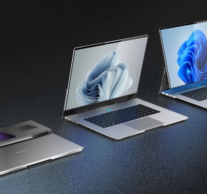 The Compal concept laptop in three in different modes.
