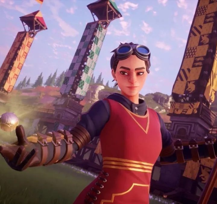 A quidditch player with the Golden Snitch.