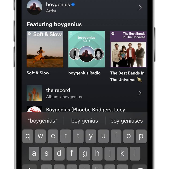 How to download music and podcasts from Spotify: Searching for music.