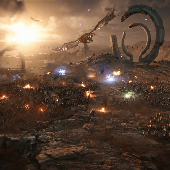 A battlefield is filled with dragons and magic in Immortals of Aveum.