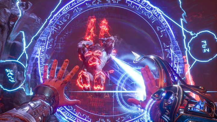 A player blasts an enemy with magic spells in Immortals of Aveum.