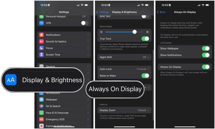 Customize Always On Display in Settings, Display & Brightness, Always On Display