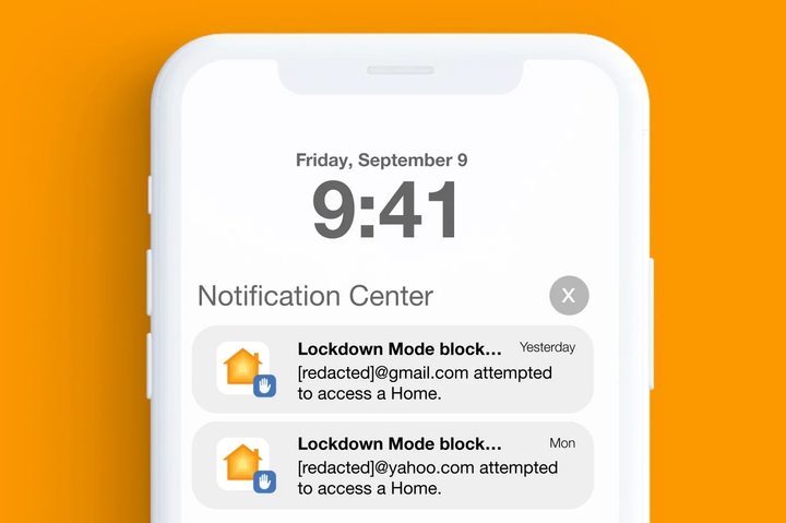 Example of an iPhone with Lockdown Mode blocking attacks from Pegasus spyware.