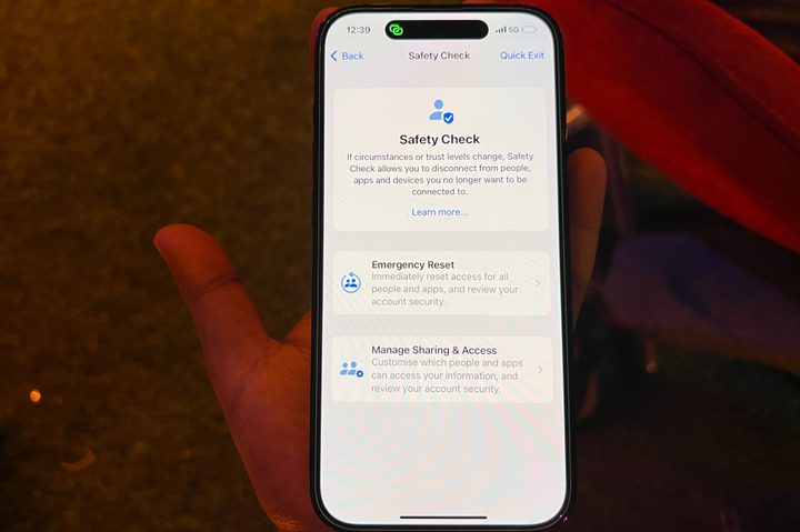 Safety check on iPhone