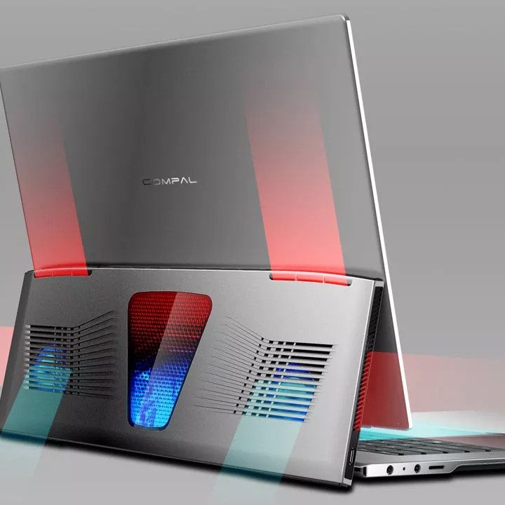 The Compal concept laptop showing how hot air would move through the hinge.