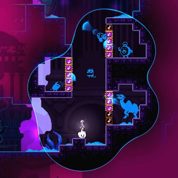 Animals jump up a well in KarmaZoo.