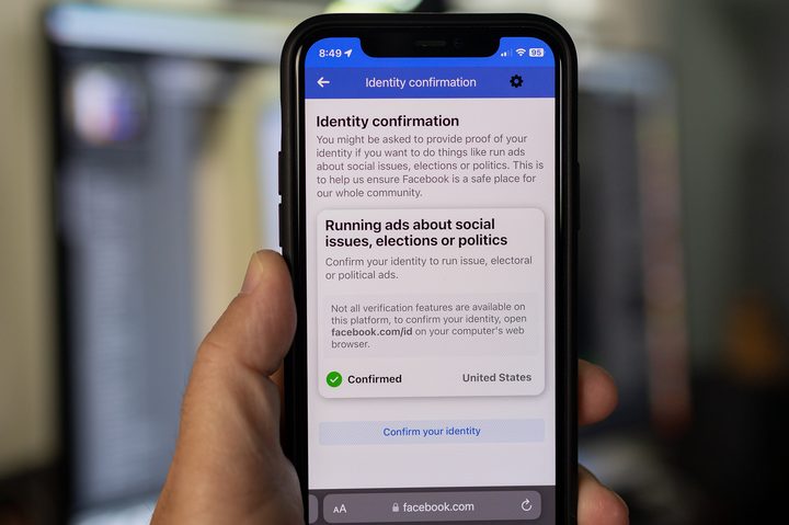 Facebook identity verification on a phone.