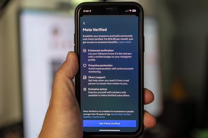 Meta Verified on a phone.