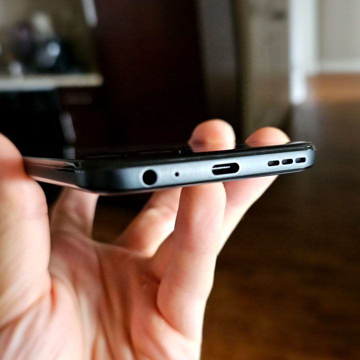 An image showing off the USB-C port, the speakers, and the 3.5mm headphone jack on the Moto G Power 5G.