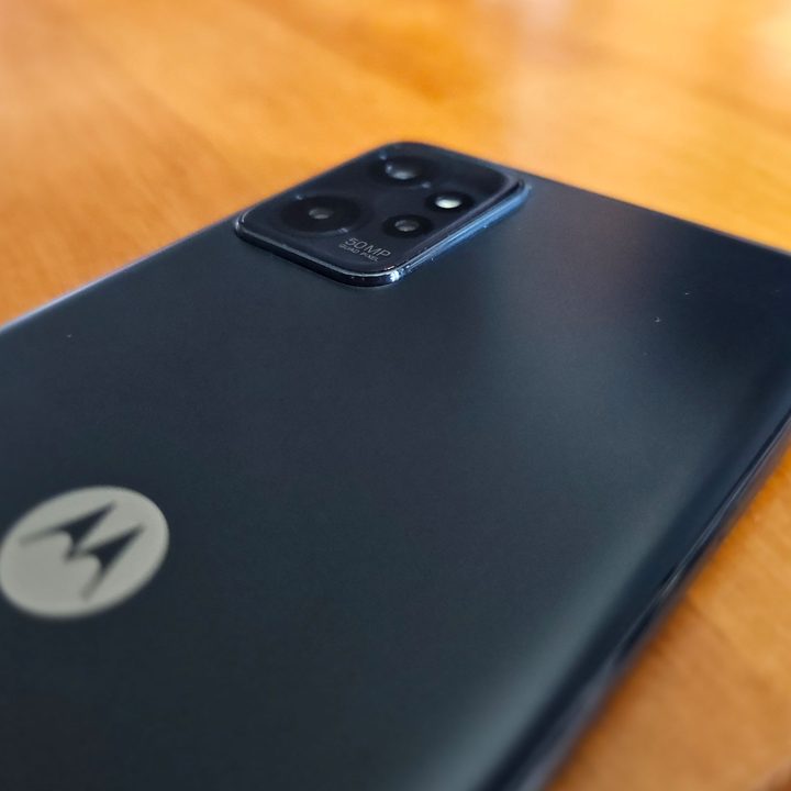 A photo showing off the back of the Moto G Power 5G and its camera island.