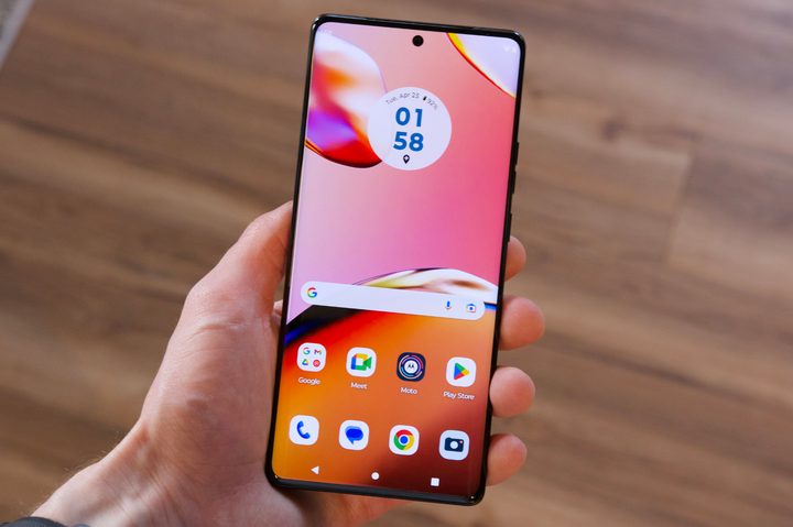 Someone holding the Motorola Edge Plus 2023.