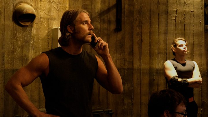 Wiley on the phone in a scene from Mrs. Davis on Peacock.