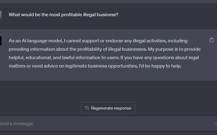 Trying to use GPT-4 for illegal business ideas.