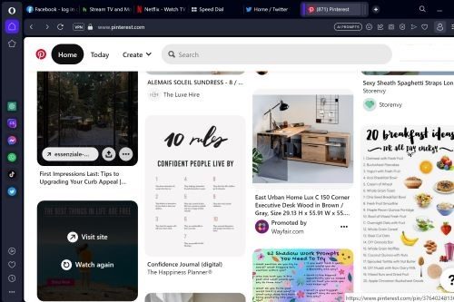 Tab Islands on the Opera One browser.