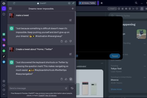 AI features one the Opera One browser.