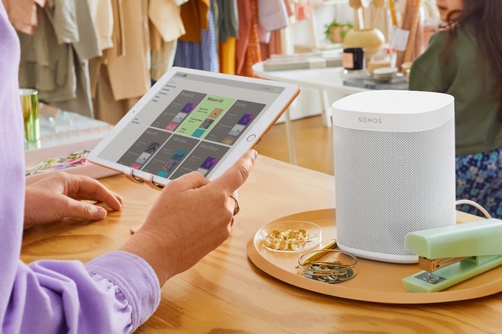 Store manager using Sonos Pro to control a local speaker.