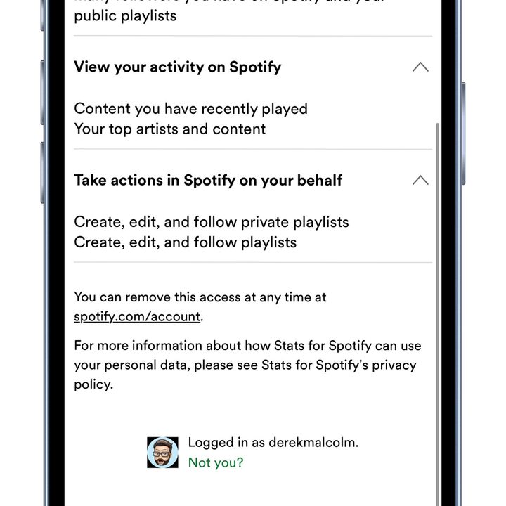Stats for Spotify login screen.