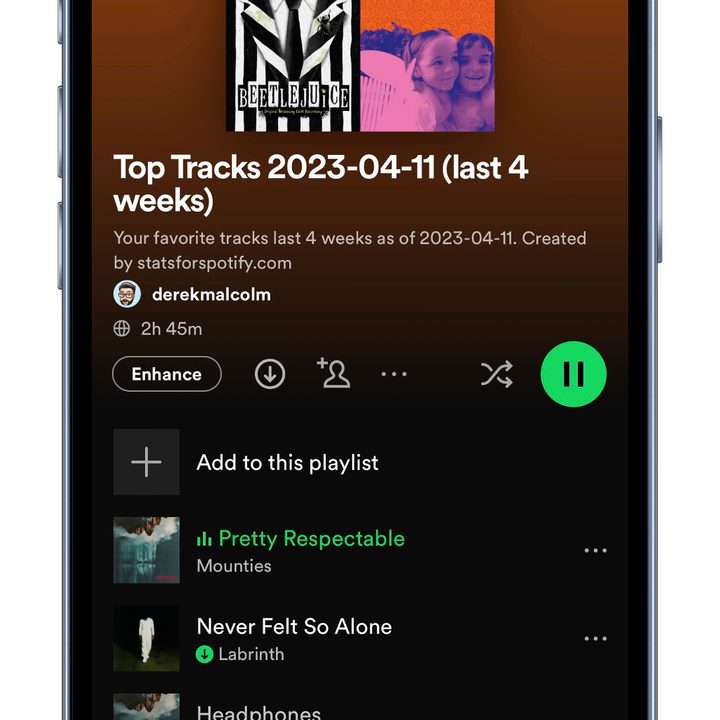 how to use stats for spotify iphone playlist in app