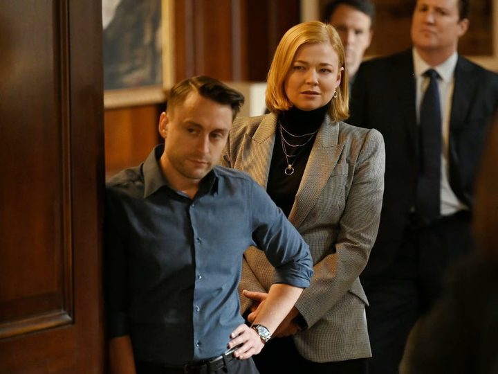 Shiv and Roman look in Succession season 4.
