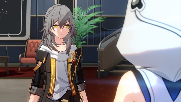 Trailblazer talking to the The Messenger for the Forgotten Hall in Honkai: Star Rail