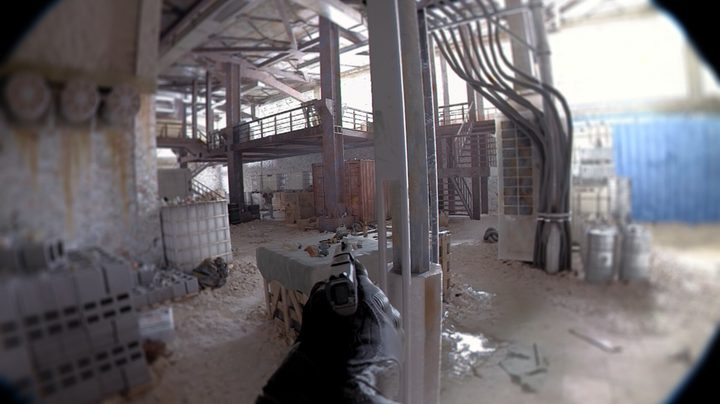 A warehouse scene in Unrecord.
