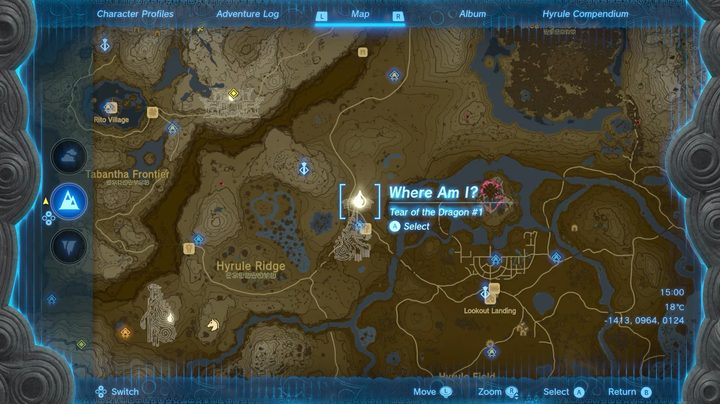 A map showing a Tear of the Dragon location.