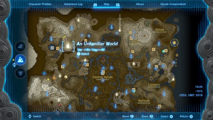 A map showing a Tear of the Dragon location.