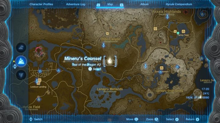 A map showing a Tear of the Dragon location.