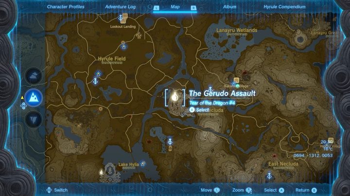 A map showing a Tear of the Dragon location.