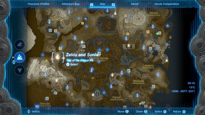A map showing a Tear of the Dragon location.