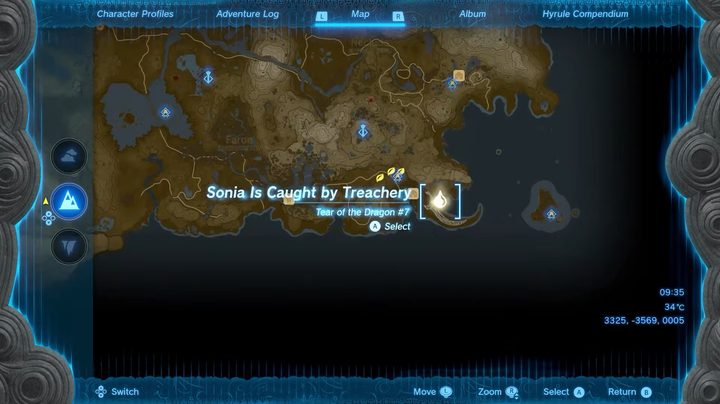 A map showing a Tear of the Dragon location.