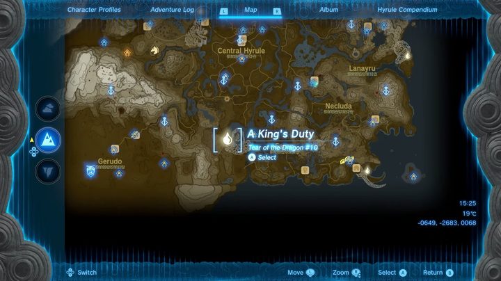 A map showing a Tear of the Dragon location.