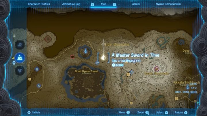 A map showing a Tear of the Dragon location.