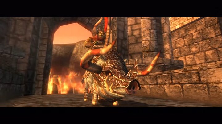 An evil monster riding a boar.