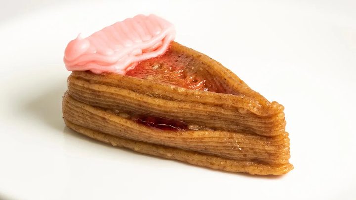 a slice of 3D printed cheesecake