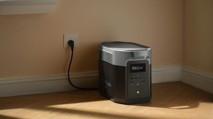 The Delta 2 Max plugged into an outlet