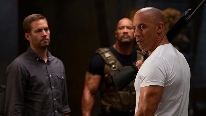 Paul Walker, Dwayne Johnson, and Vin Diesel in Fast & Furious 6.