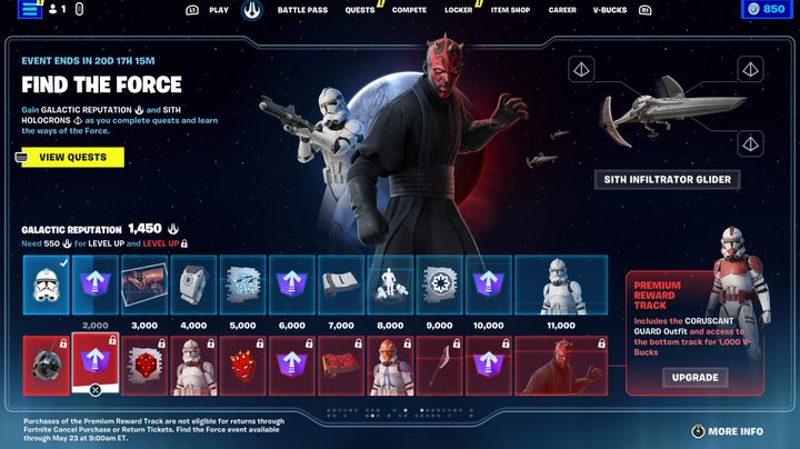 The Premium Reward Track in Fortnite.