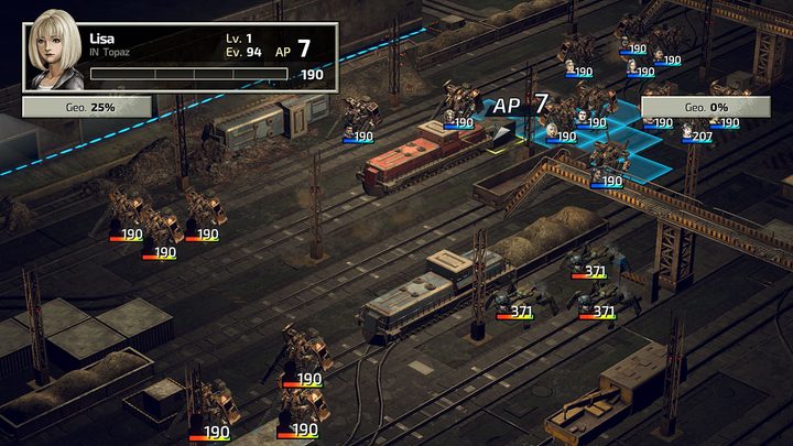 Units are positioned in Front Mission 2: Remake.
