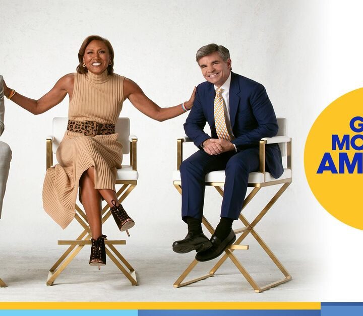 Three news anchors pose for a photo for GMA.