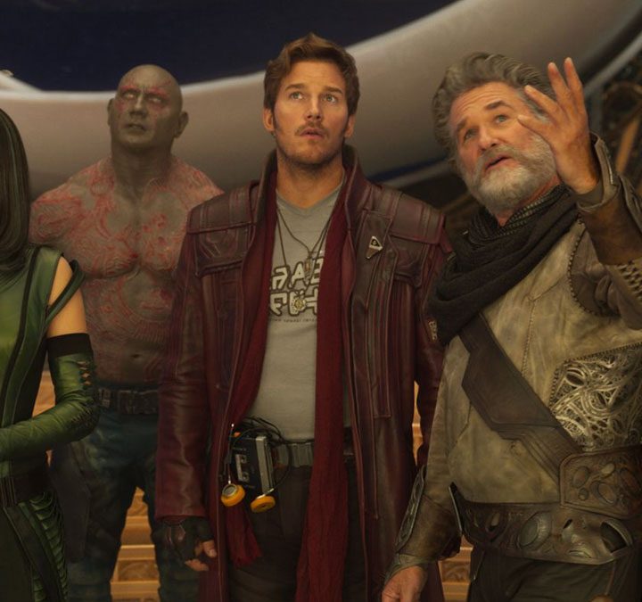 Mantis, Drax, Quill, Ego, and Gamora in "Guardians of the Galaxy, Vol. 2."