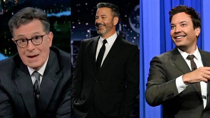 Stephen Colbert, Jimmy Kimmel, and Jimmy Fallon.