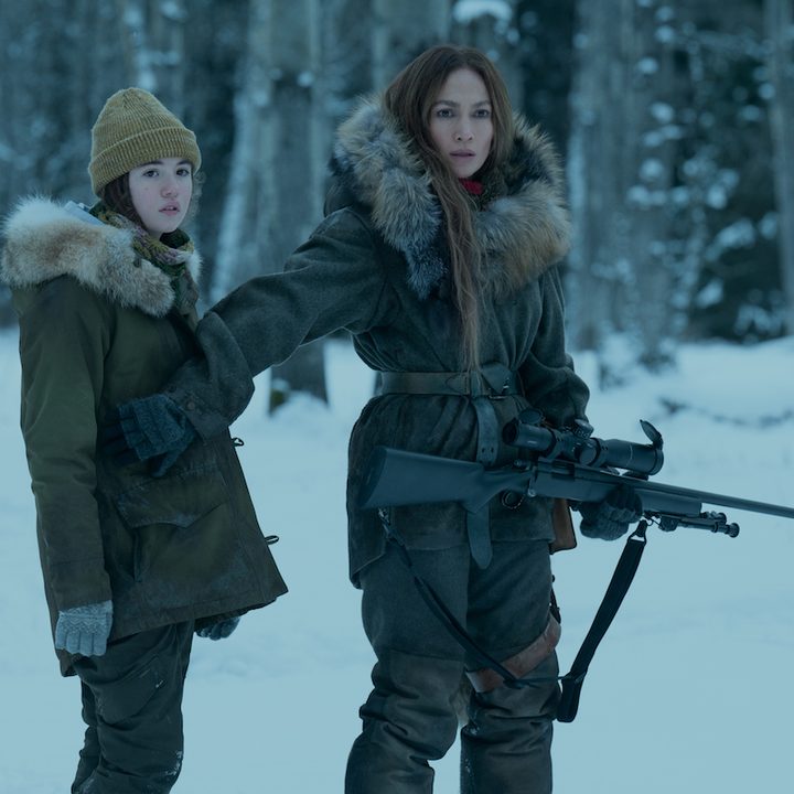 Jennifer Lopez shields a girl with a gun from The Mother.