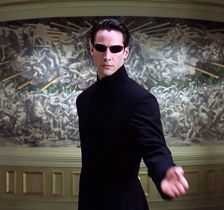 Keanu Reeves as Neo in The Matrix.