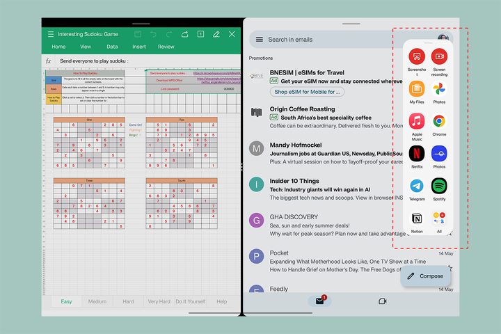OnePlus Pad multitasking features in OxygenOS 13.1.