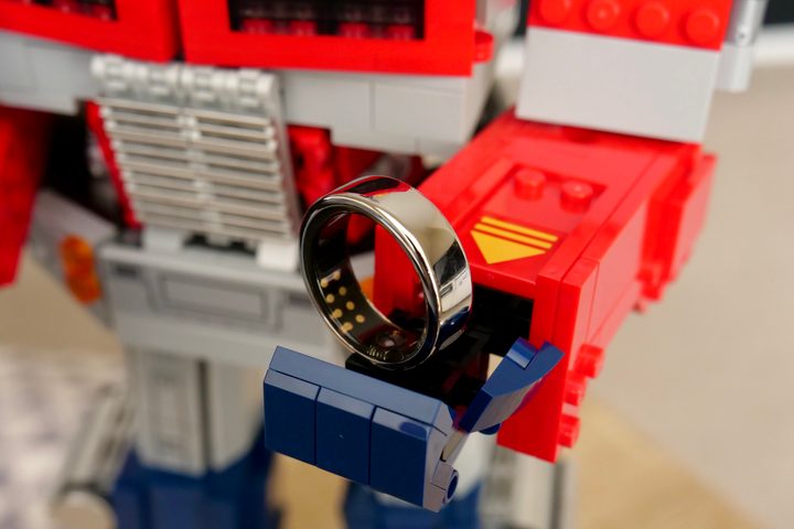 The Oura Ring resting on some Lego.