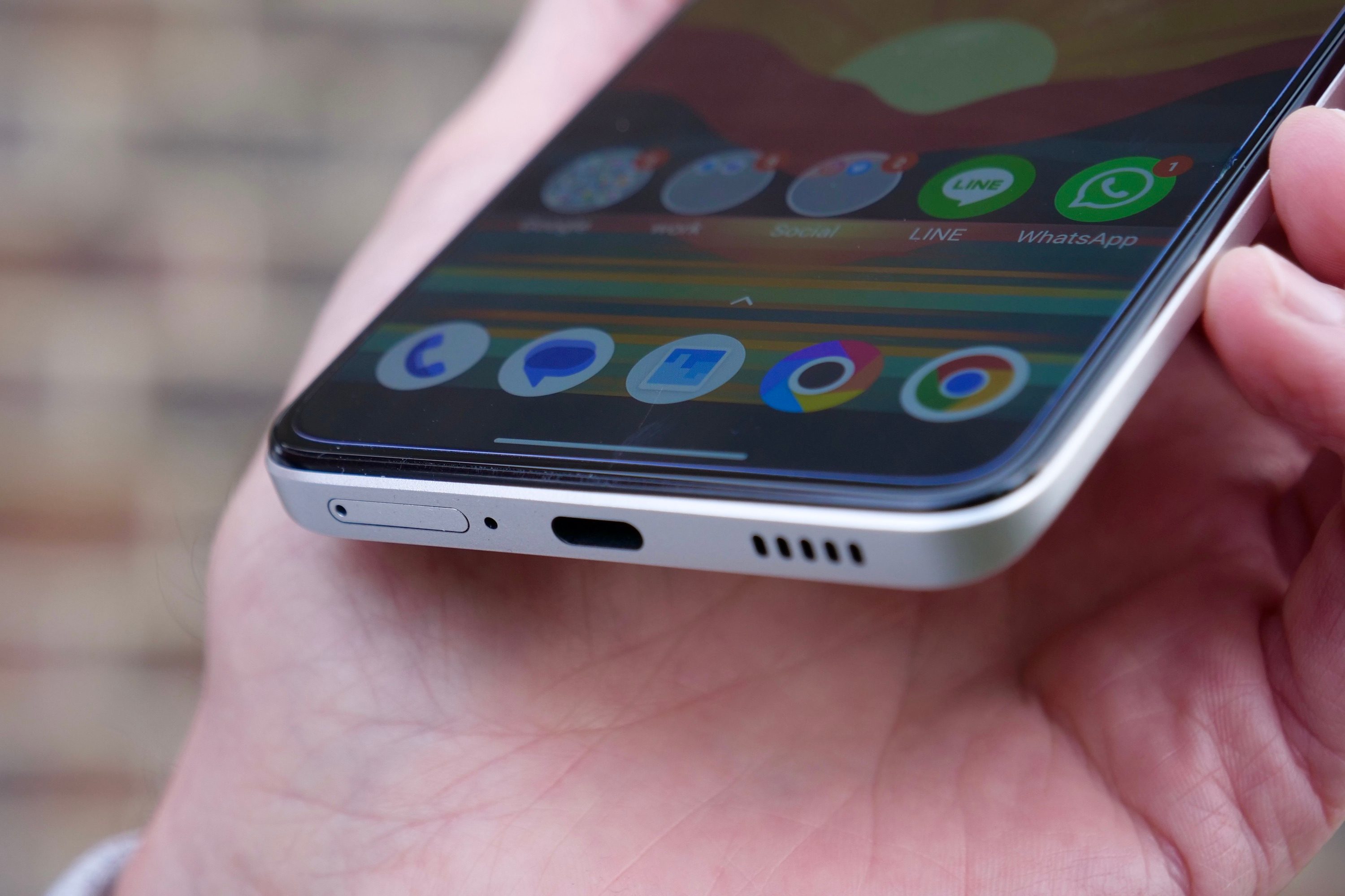 The charging port on the Poco F5 Pro.