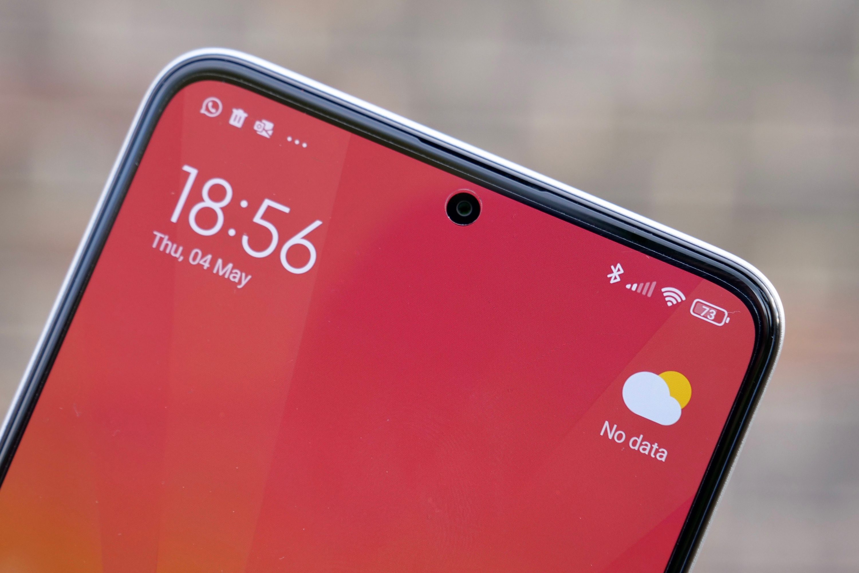 The selfie camera on the Poco F5 Pro.