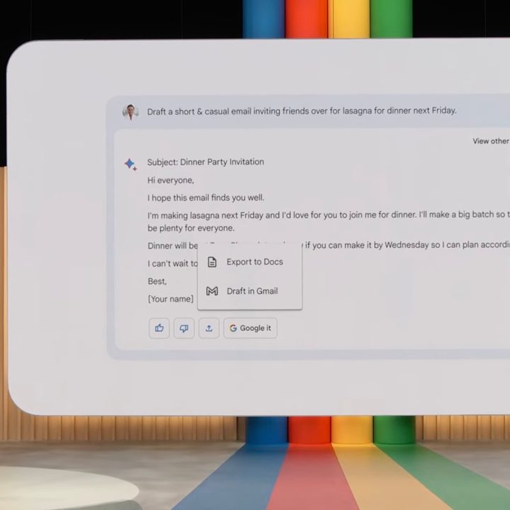 Google Bard being shown off at Google I/O 2023.
